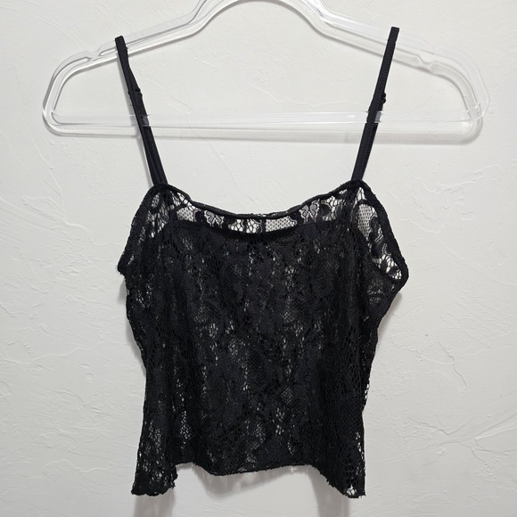 Urban Outfitters Tops - Out From Under Urban Outfitters Black Lace Sheer Crop Cami Tank Top Size S Goth